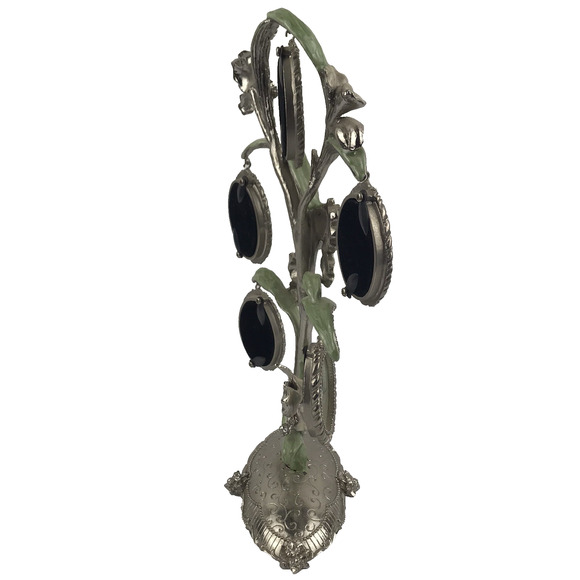 Ashleigh Manor 5 Frame Family Photo Tree Pewter Rhinestone Enamel Floral Flower - Picture 12 of 16